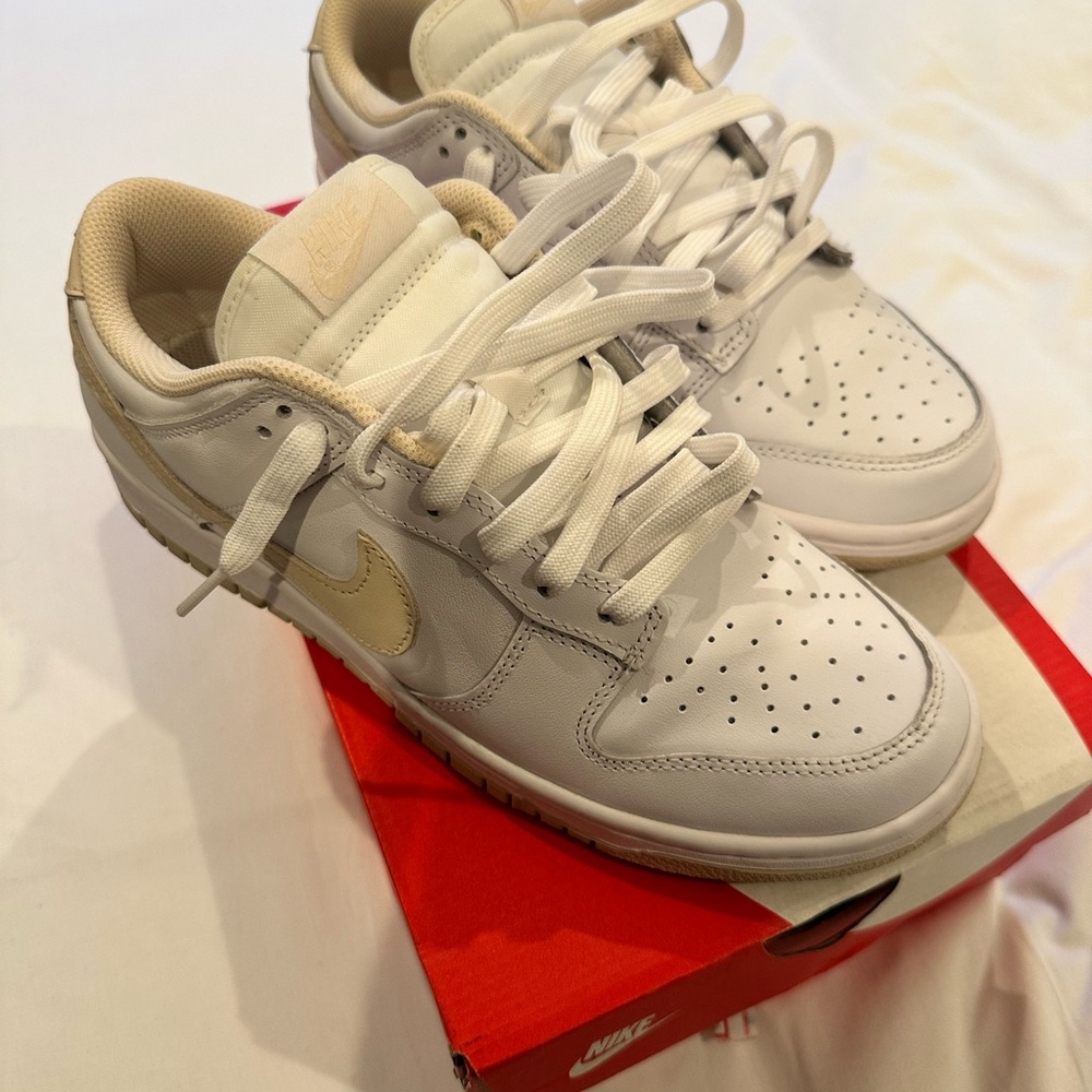 Nike White and Gold Low-Top Sneakers